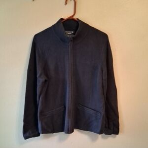 American Airlines Lands' End Women's Employee Uniform Dark Blue Zipfront Sweater